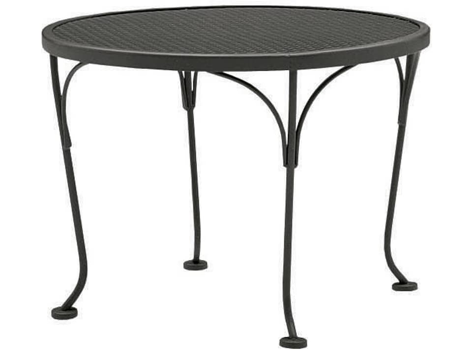 Wrought Iron Mesh Round Patio End Table
