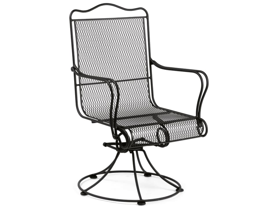 Tucson Wrought Iron Mesh Swivel Rocker Dining Arm Chair
