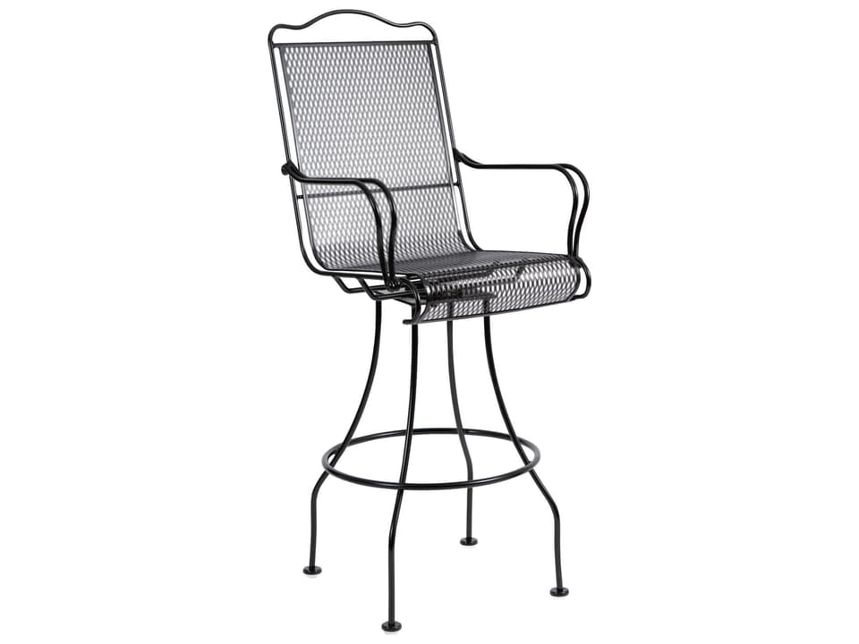 Tucson Wrought Iron Swivel Outdoor Bar Stool