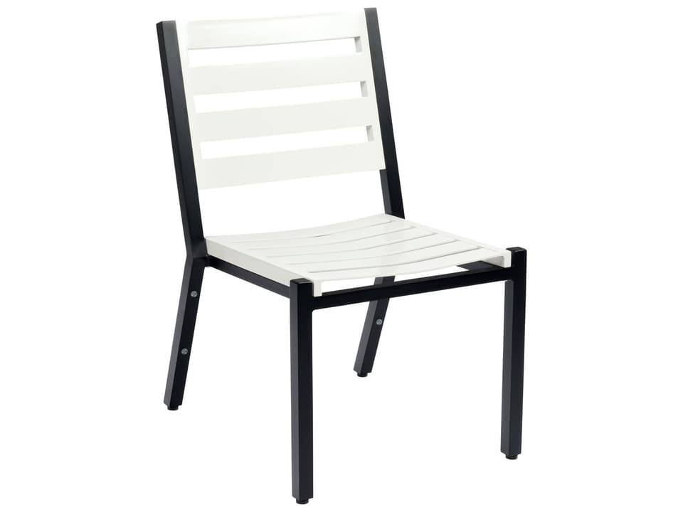 Palm Coast Slat Aluminum Outdoor Patio Dining Side Chair with Cushion