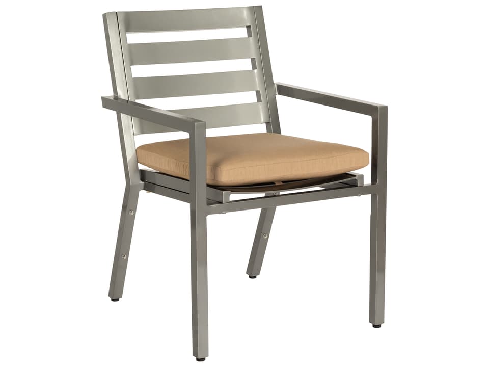 Palm Coast Slat Aluminum Outdoor Patio Dining Arm Chair with Cushion