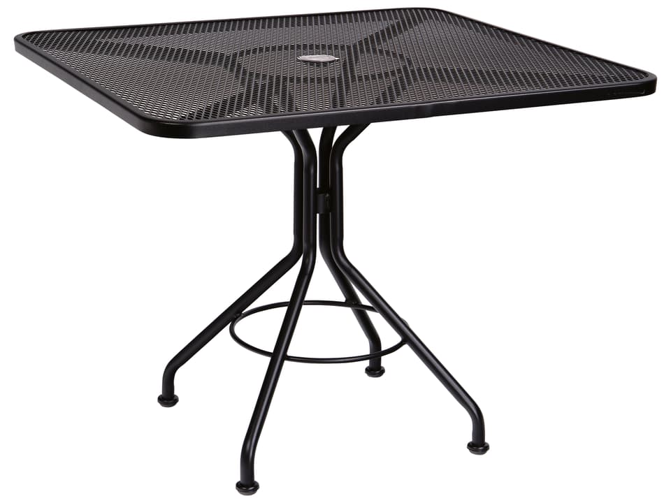 Wrought Iron Mesh Square Patio Bistro Table with Umbrella Hole