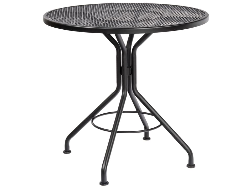 Cafe Series 30-Inch Round Wrought Iron Mesh Bistro Table in Textured Black