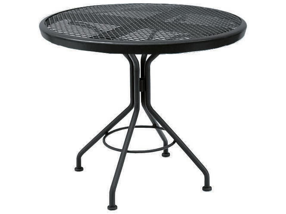 Cafe Series 30-Inch Round Wrought Iron Mesh Top Dining Table in Textured Black
