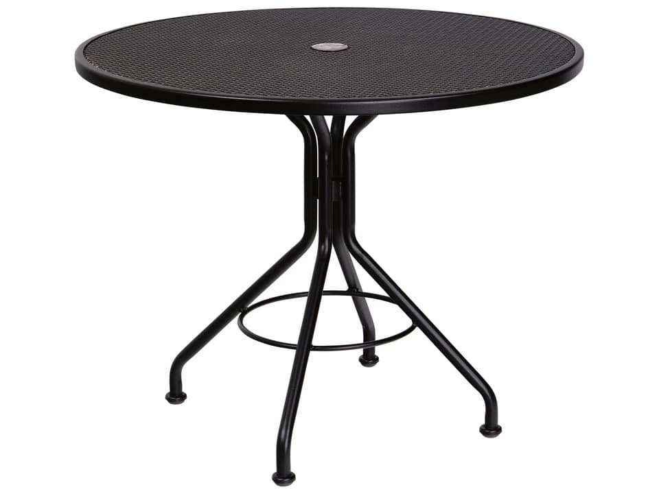 Wrought Iron Mesh Round Bistro Table with Umbrella Hole