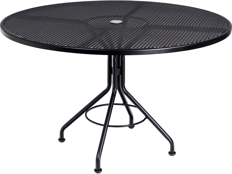 Wrought Iron Mesh Round Outdoor Dining Table with Umbrella Hole