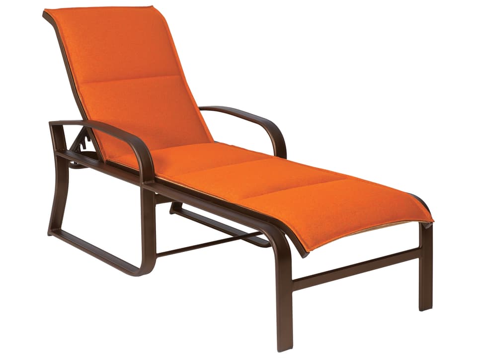 Cayman Isle Padded Sling Aluminum Adjustable Outdoor Patio Chaise Lounge