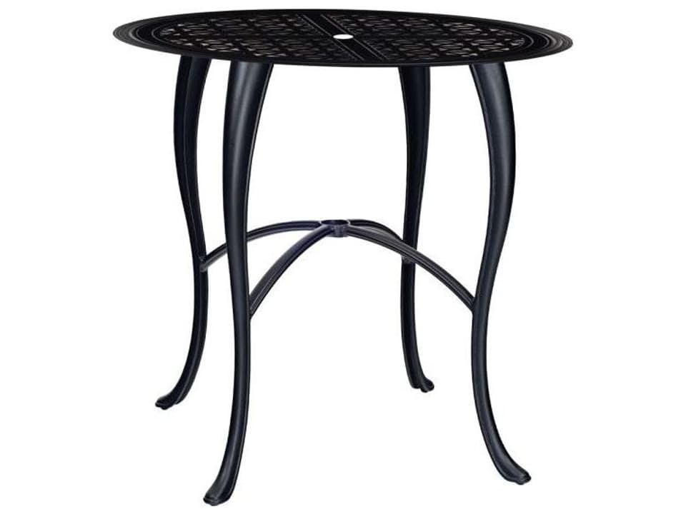 Hampton 36 Inch Round Cast Aluminum Bar Height Table with Umbrella Hole