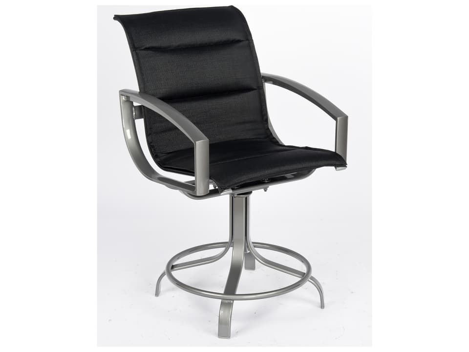 Metropolis Padded Sling Aluminum Swivel Outdoor Patio Counter Stool