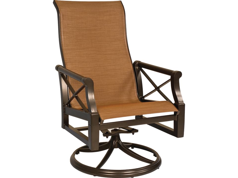 Andover Sling Aluminum High Back Swivel Rocker Outdoor Dining Arm Chair
