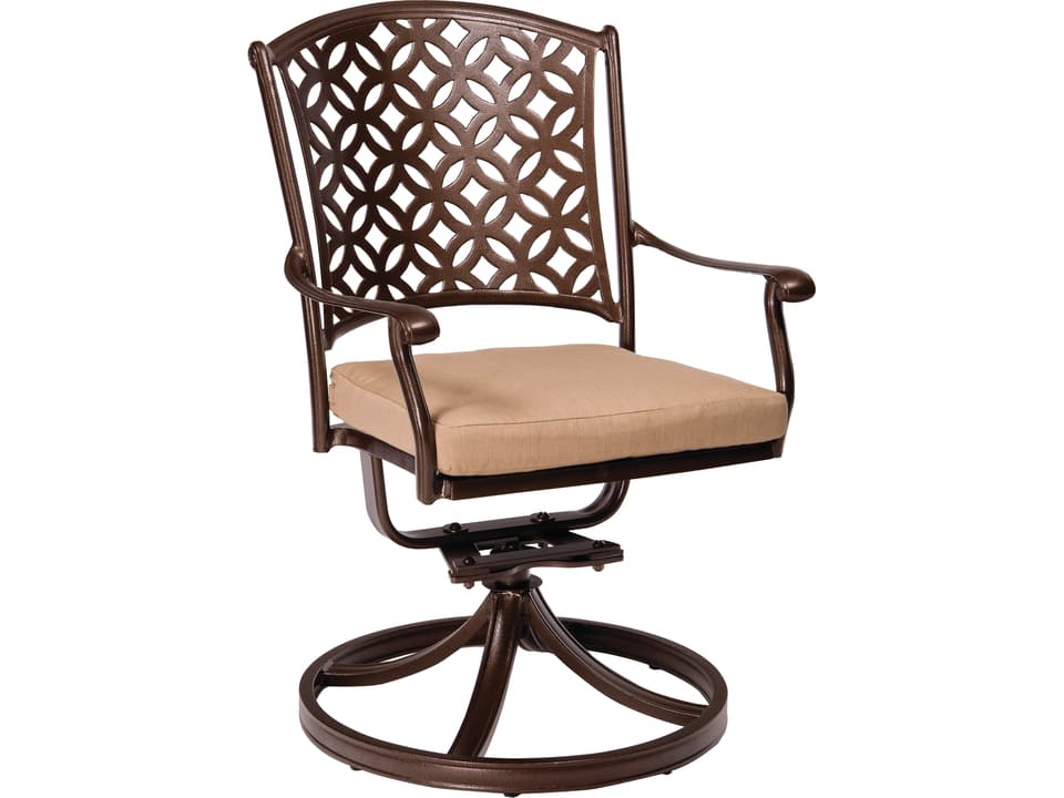 Casa Cast Aluminum Swivel Rocker Dining Arm Chair with Cushion