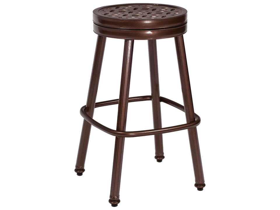 Casa Cast Aluminum Swivel Outdoor Backless Bar Stool with Cushion
