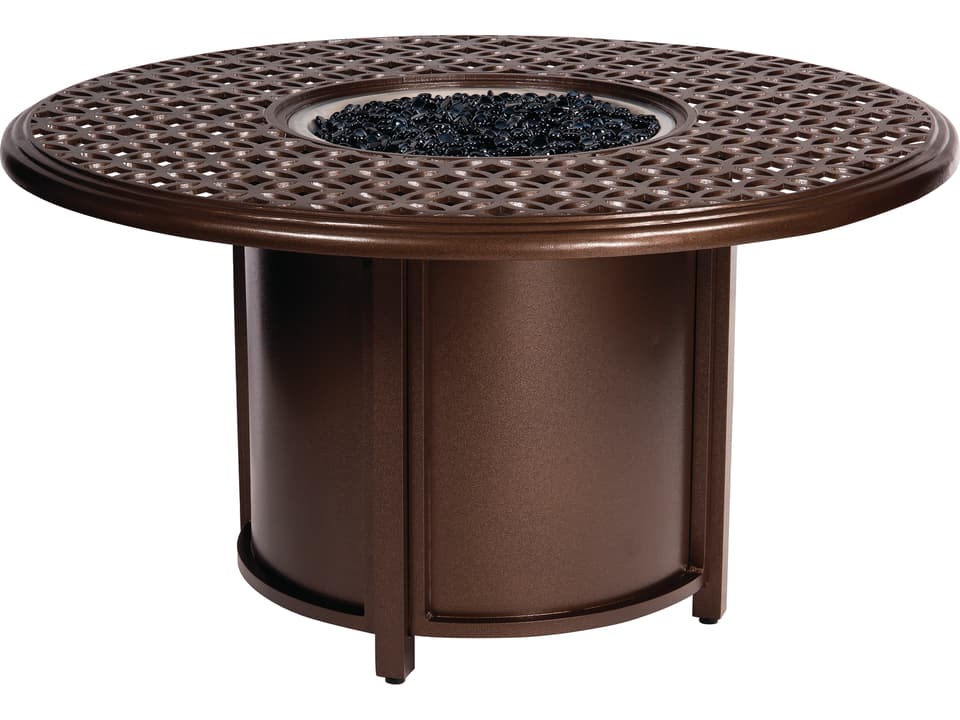 Casa 48-Inch Round Cast Aluminum Chat Height Fire Pit Table