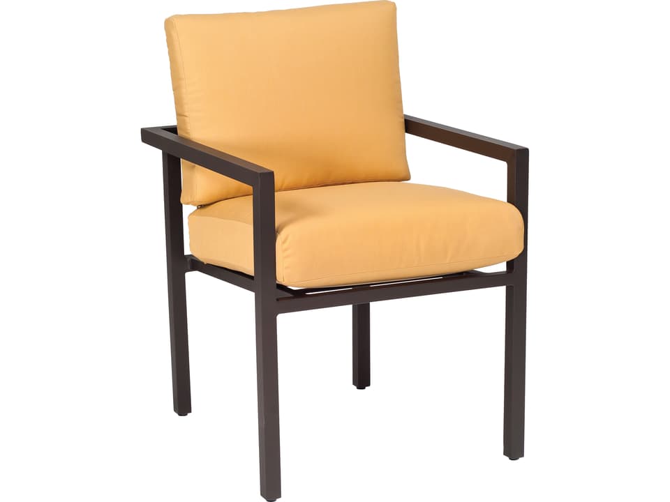Salona Outdoor Dining Arm Chair in Textured Black Aluminum with Cushion