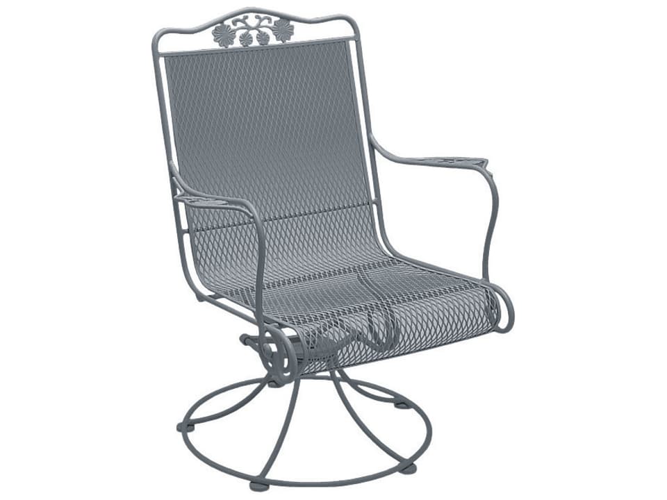 Briarwood Wrought Iron High Back Swivel Rocker Dining Arm Chair