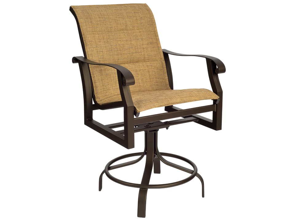 Cortland Padded Sling Swivel Counter Stool in Aluminum