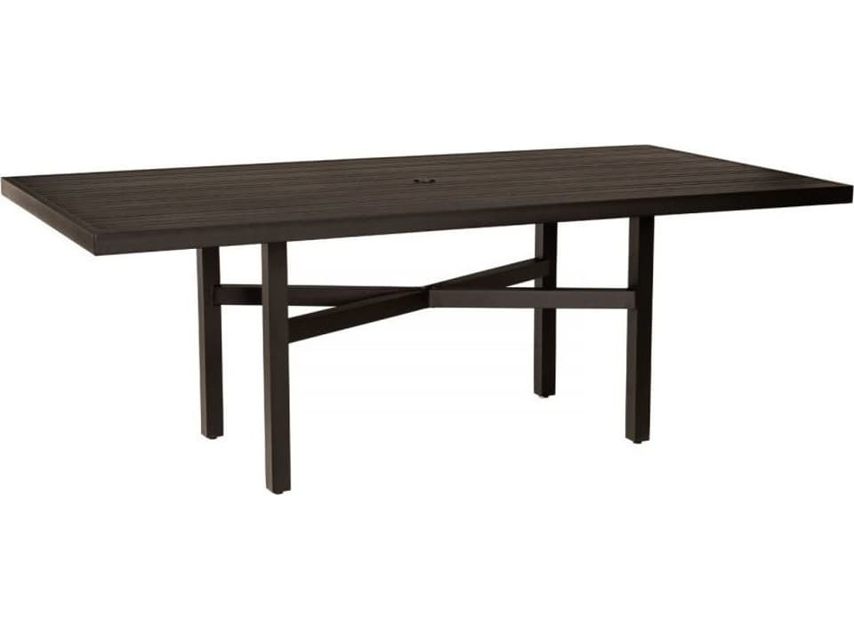 Tri-Slat 84-Inch Rectangle Dining Umbrella Table in Aluminum