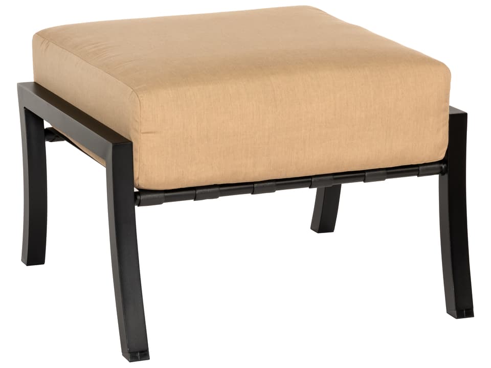 Cortland Cushion Outdoor Ottoman in Aluminum with Custom Fabric