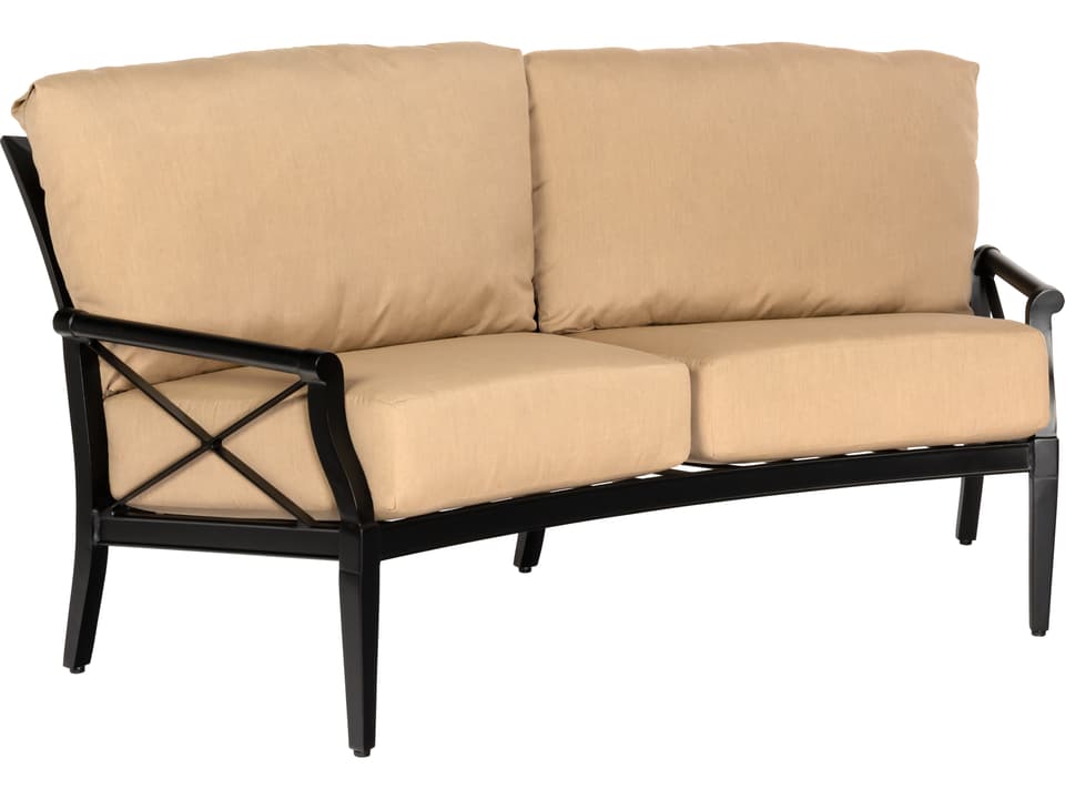 Andover Cushion Aluminum Crescent Outdoor Patio Loveseat