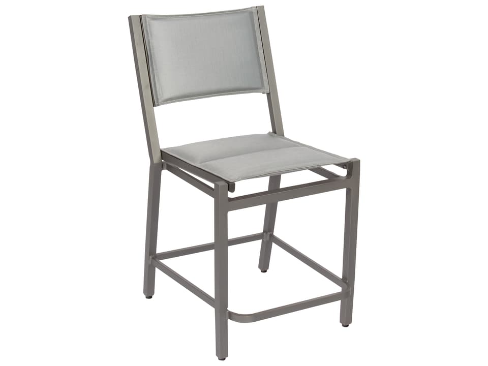 Palm Coast Padded Sling Armless Outdoor Counter Stool in Aluminum