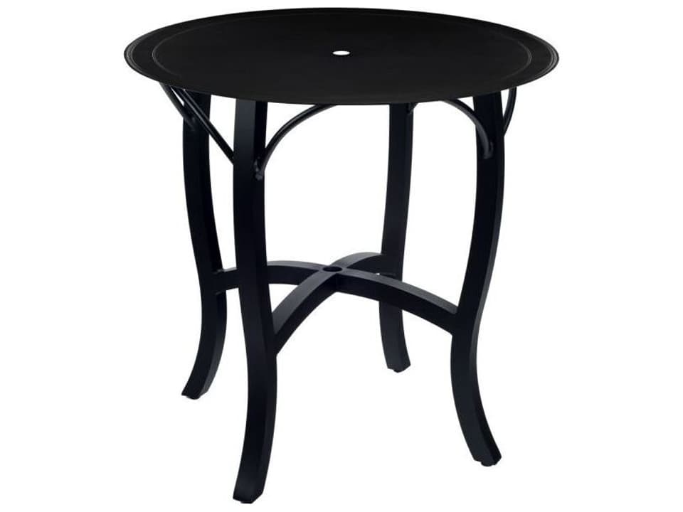 Carson Round Cast Aluminum Counter Height Table with Umbrella Hole