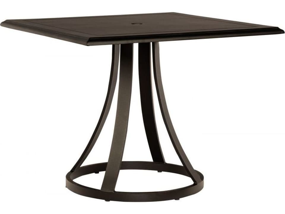 Solid Cast 36-Inch Square Cast Aluminum Bistro Table with Umbrella Hole