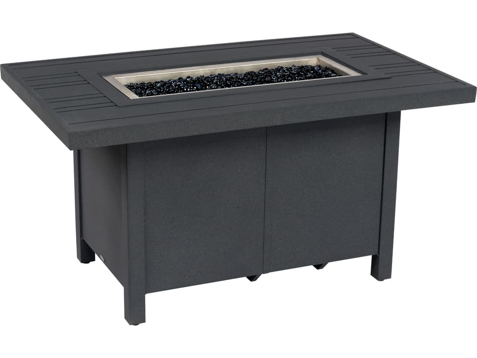 Aluminum Rectangular Tri-Slat Top Chat Height Fire Pit Table