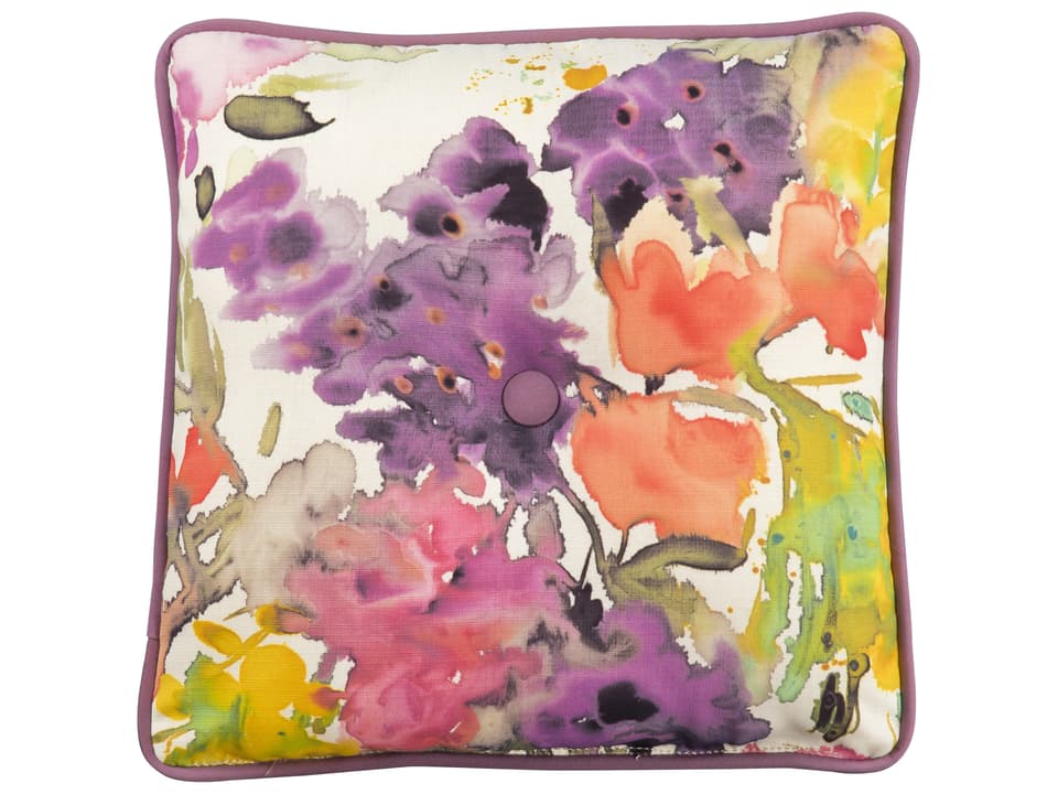 Square Throw Pillow with Button for Outdoor Use