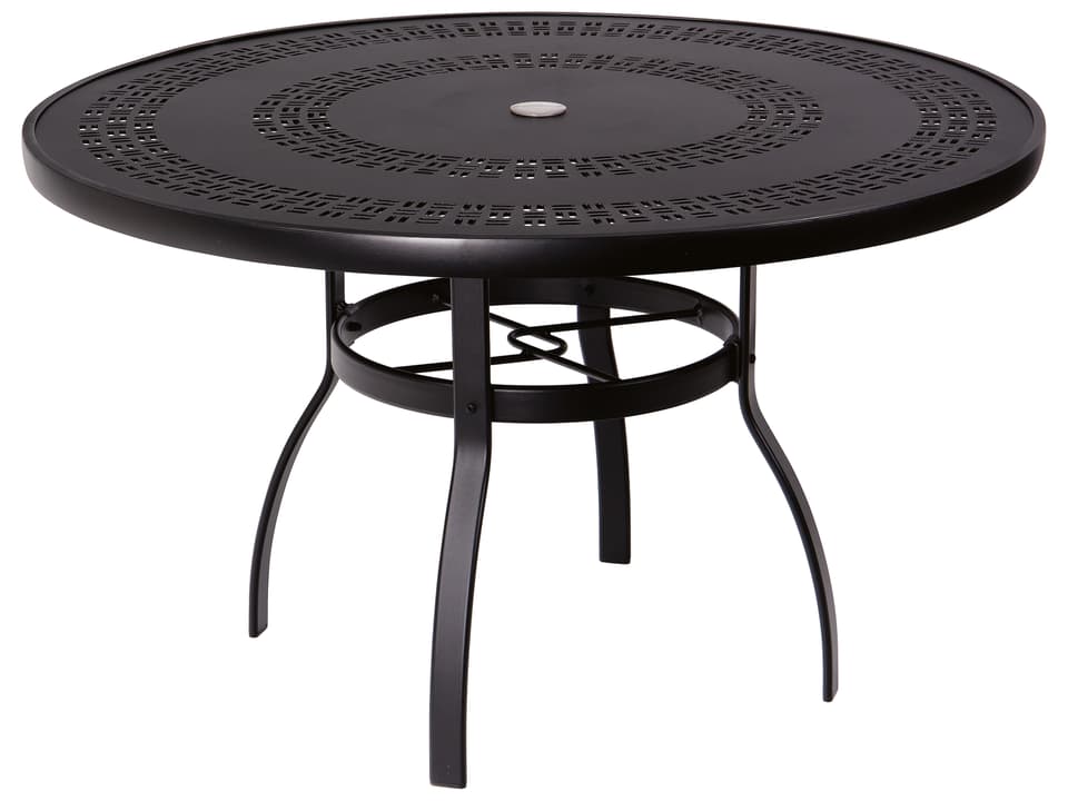 Deluxe Trellis 48-Inch Round Outdoor Dining Table with Umbrella Hole