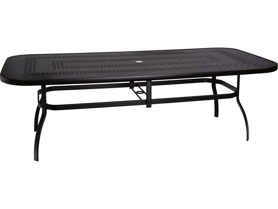 Aluminum Deluxe Rectangular Trellis Top Outdoor Dining Table with Umbrella Hole