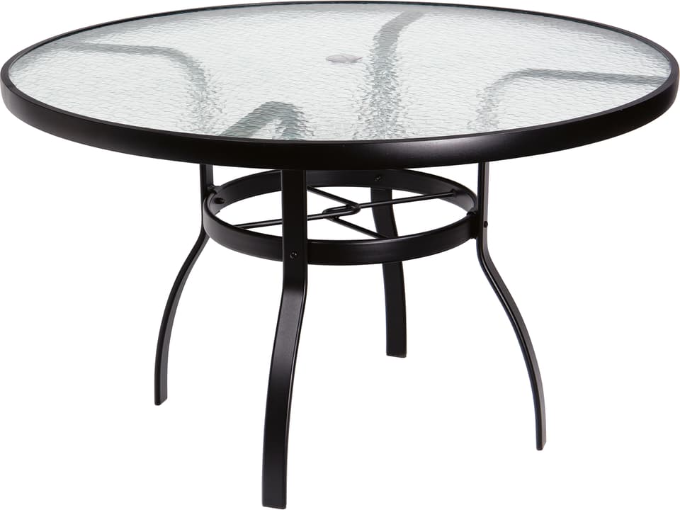 Aluminum Deluxe Round Obscure Glass Top Table with Umbrella Hole