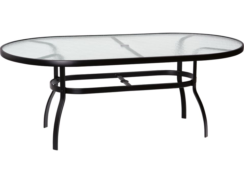 Deluxe Oval 74-Inch Outdoor Dining Table with Obscure Glass Top