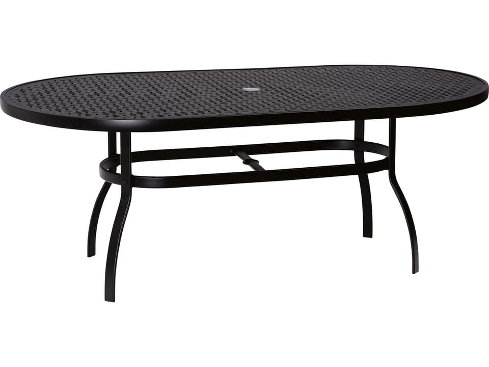 Aluminum Deluxe Oval Lattice Top Table with Umbrella Hole