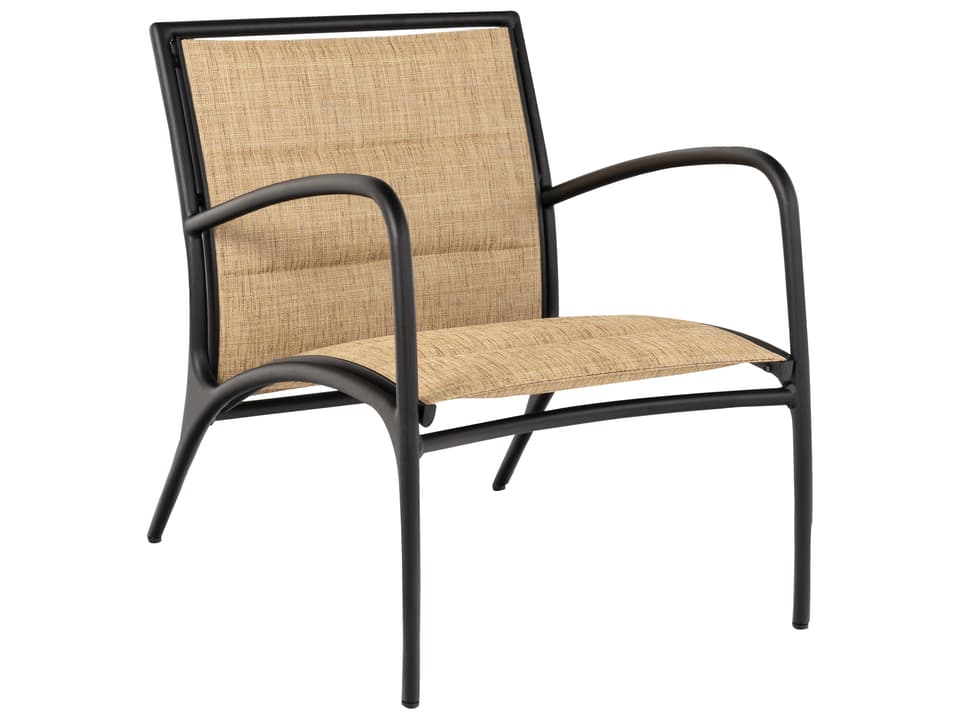 Orion Outdoor Lounge Chair With Arms in Cast Aluminum and Padded Sling
