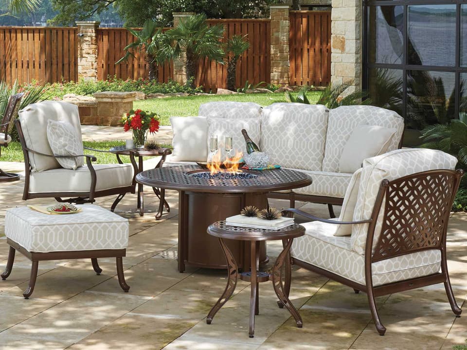 Casa Cast Aluminum Fire Pit Outdoor Lounge Set