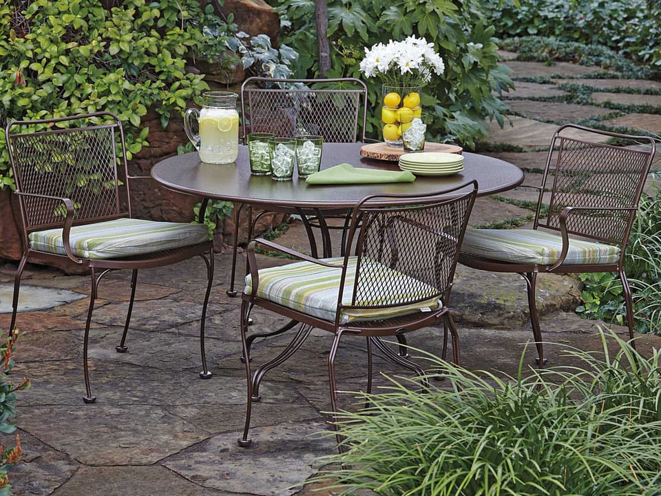 Constantine Wrought Iron Cushion Patio Dining Set