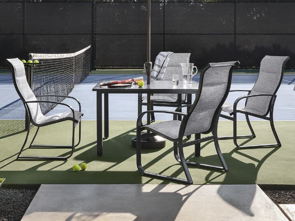 Cayman Isle Padded Sling Aluminum Outdoor Patio Dining Set