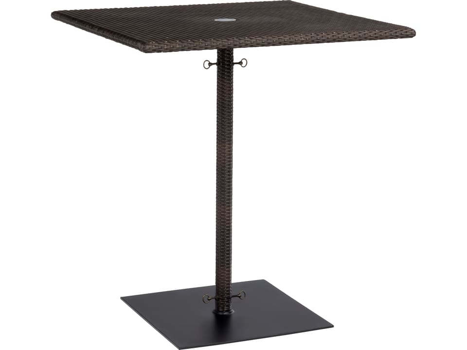 Whitecraft All-Weather Wicker Square Outdoor Patio Bar Table with Umbrella Hole