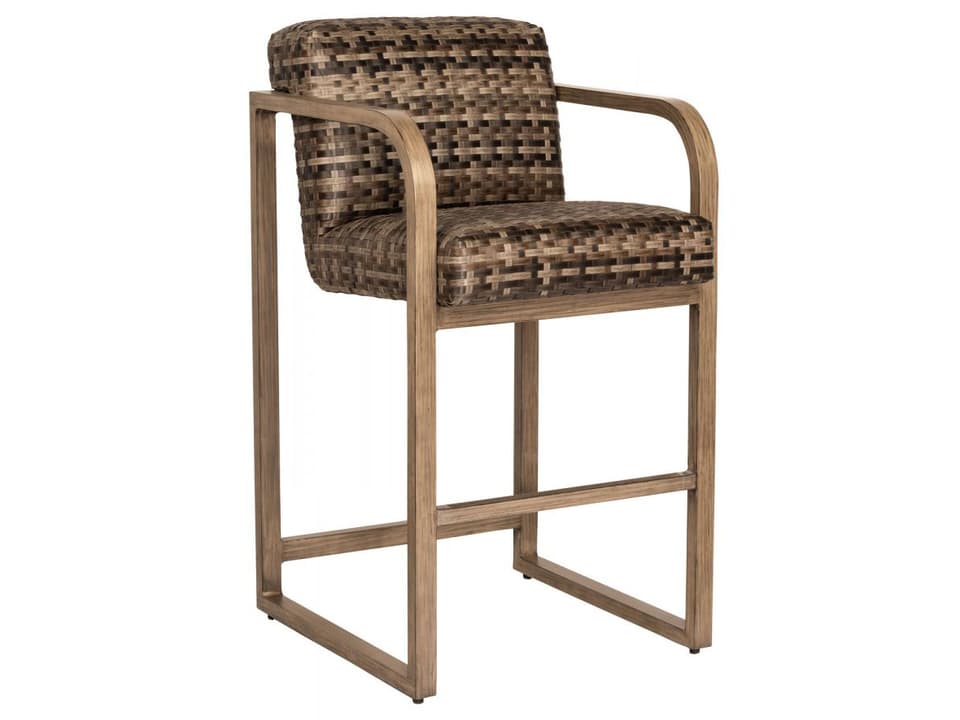 Reunion Wicker Counter Stool with Reticulated Seating in Calico
