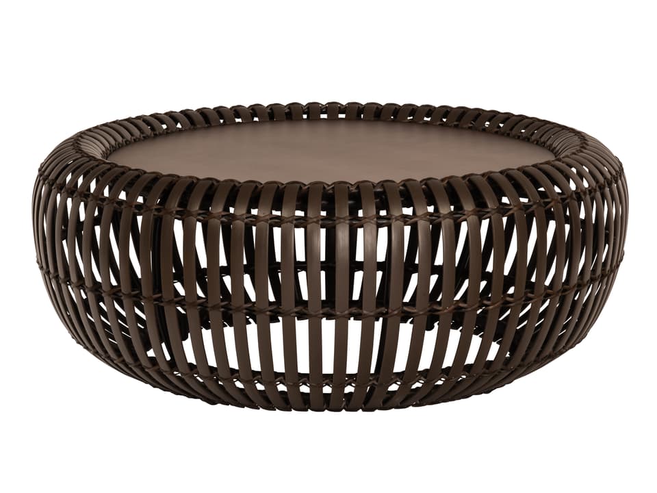 Loft Round Coffee Table with Resin Wicker in Cocoa