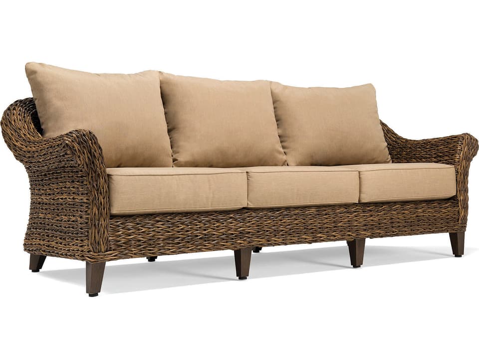 Quick Ship Cayman Wicker Heritage Brown Aluminum Outdoor Sofa