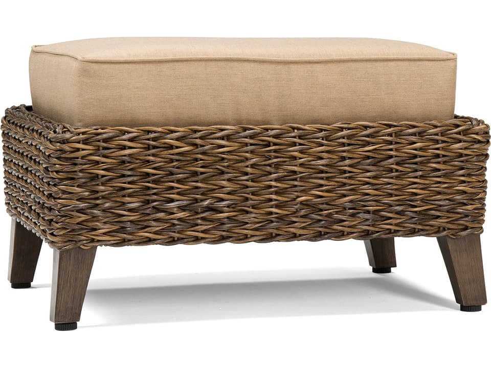 Quick Ship Cayman Wicker Heritage Brown Aluminum Outdoor Patio Ottoman
