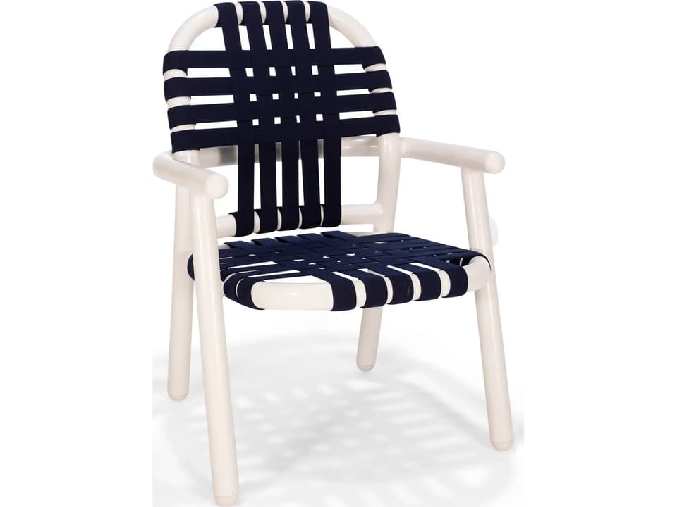 Holsen Extruded Aluminum Dining Arm Chair with Strap Seating