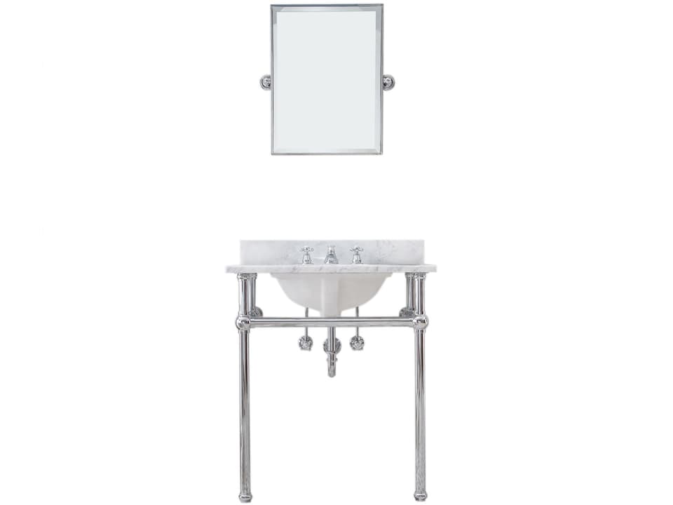 Embassy 30-Inch Single Wash Stand with Carrara Marble Top and Chrome Faucet