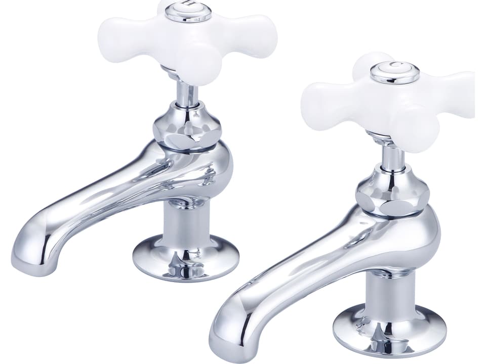 Vintage Classic Basin Cocks Lavatory Faucet in Chrome