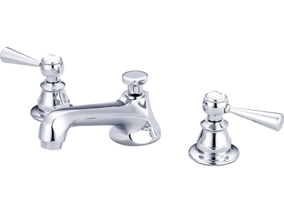 American 20th Century Classic Widespread Lavatory Faucet in Polished Chrome with Torch Lever Handles