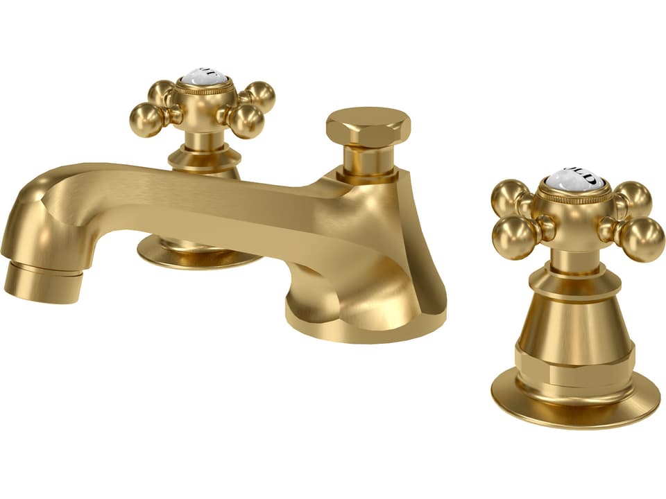 Nerida Widespread Lavatory Faucet with Metal Cross Handles in Satin Gold