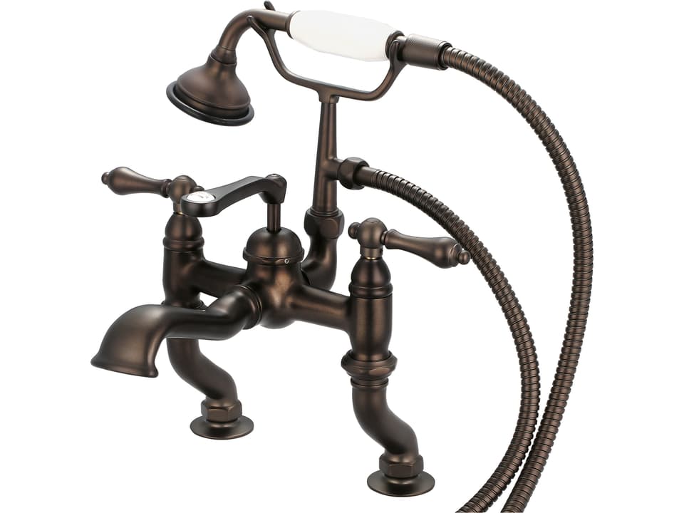Vintage 3-Handle Claw Foot Tub Faucet with Handshower in Oil Rubbed Bronze