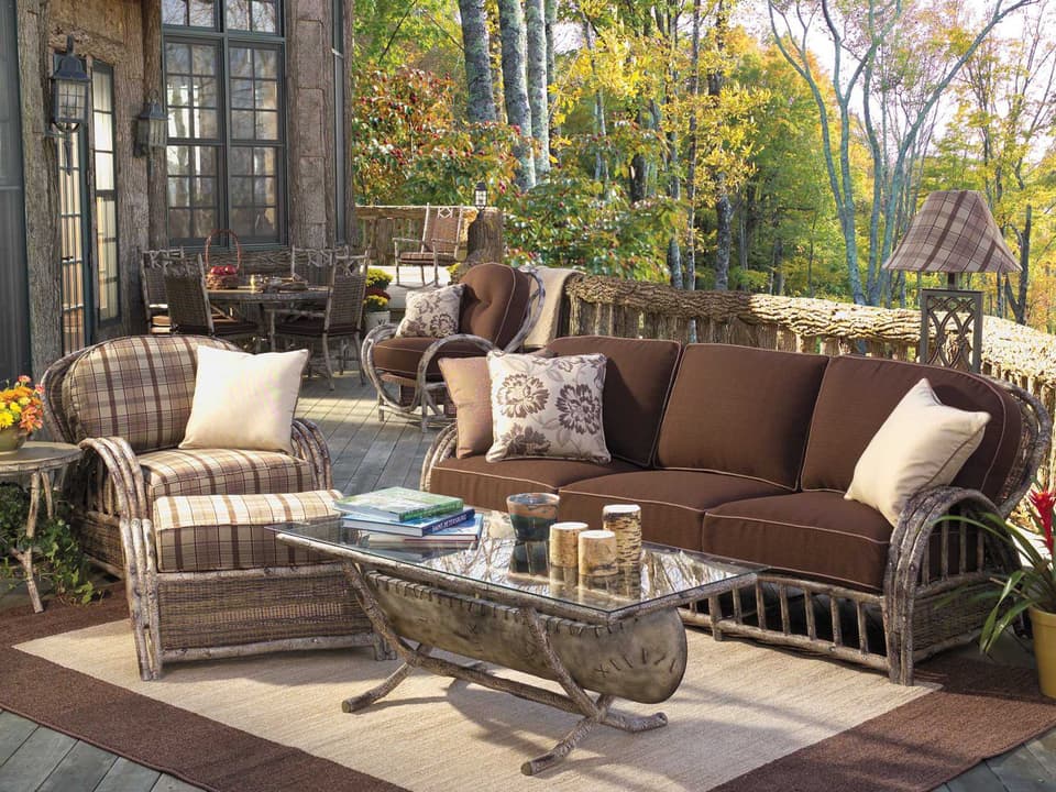 Whitecraft River Run Wicker Antique Palm Patio Lounge Set
