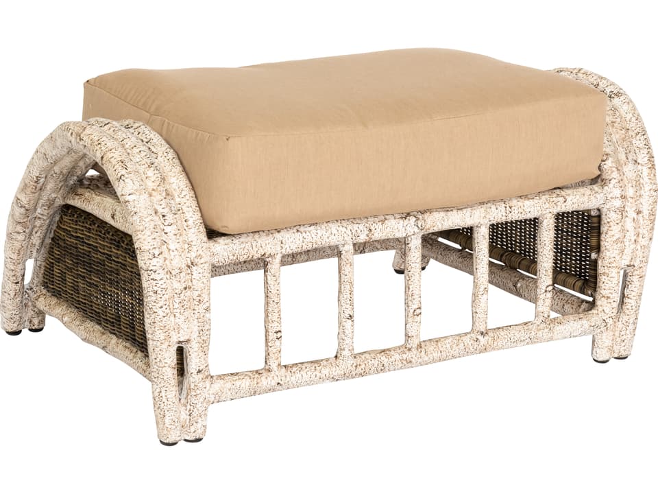 Whitecraft River Run Wicker Antique Palm Patio Ottoman